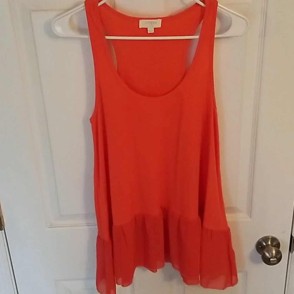 Umgee Orange Racerback Ruffled Hem Tank Tunic - Picture 7 of 7